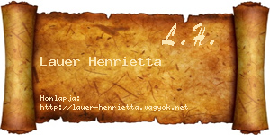 Lauer Henrietta névjegykártya